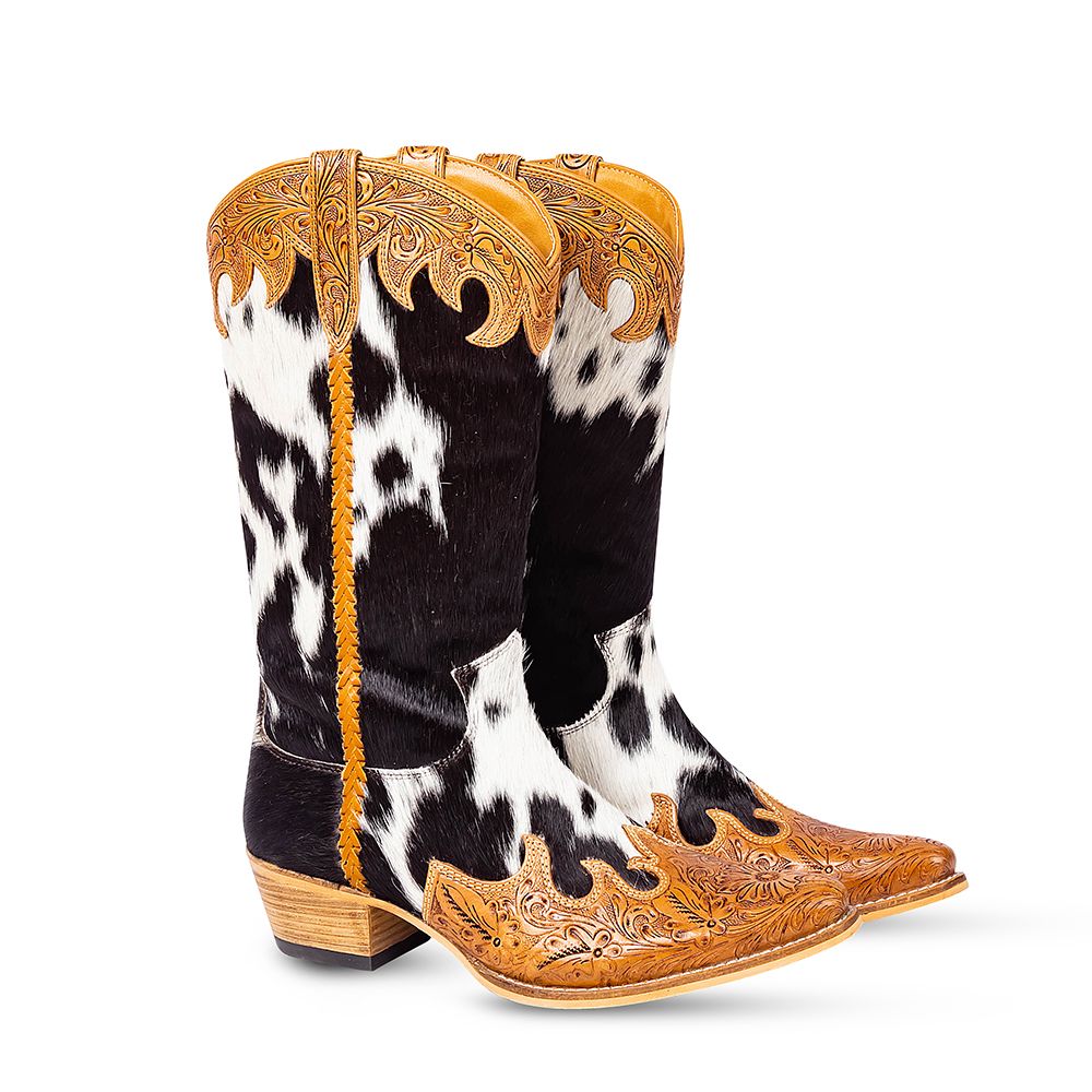 Adelaide Cowhide Hand-Tooled Boots