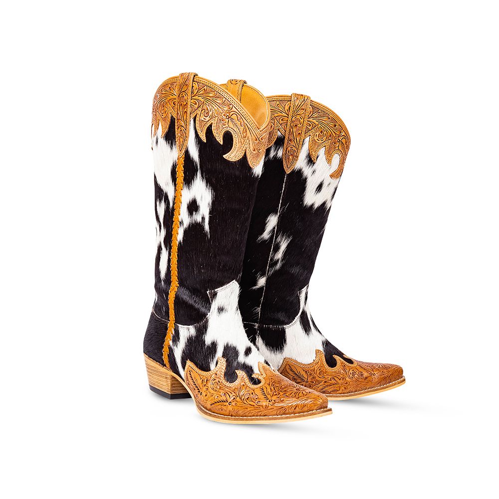 Adelaide Cowhide Hand-Tooled Boots