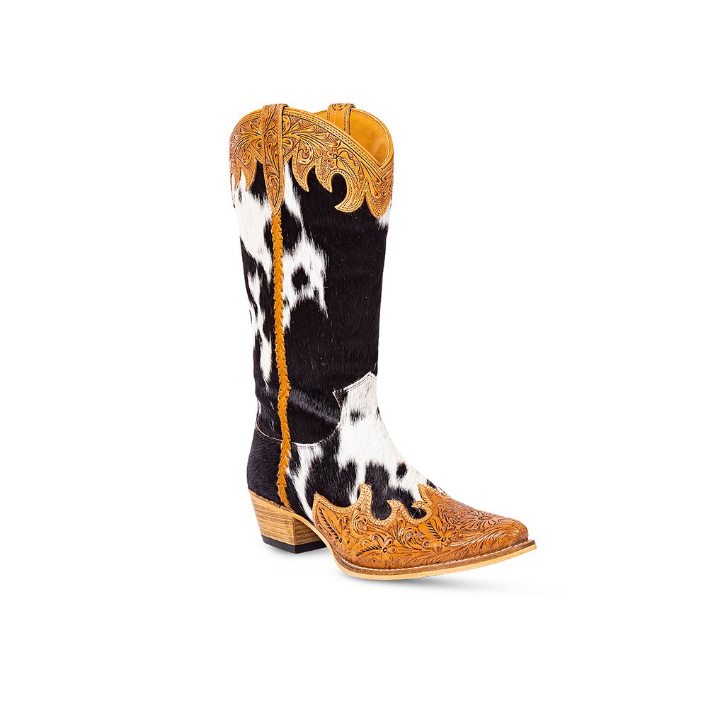 Adelaide Cowhide Hand-Tooled Boots