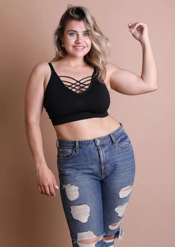 Black Openwork Strappy Bralette | Wild Dixie Boutique