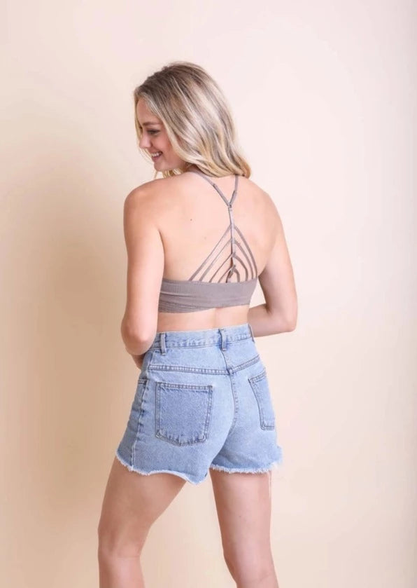 Mocha High Neck Crochet Trim Brami | Wild Dixie Boutique