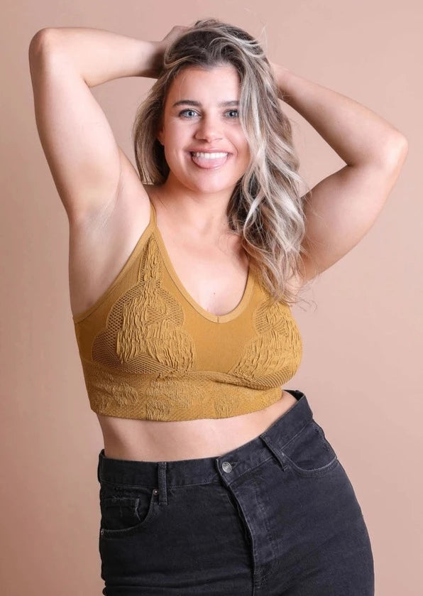 Mustard Seamless Textured Bralette | Wild Dixie Boutique