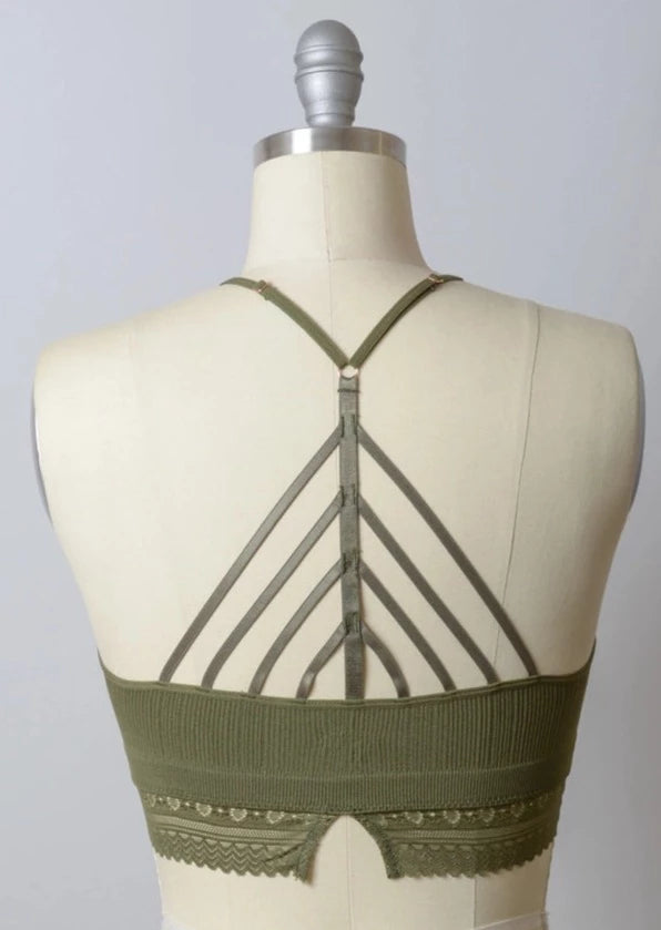 Olive High Neck Crochet Trim Brami | Wild Dixie Boutique