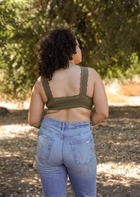 Olive Lace Trim Bralette | Wild Dixie Boutique