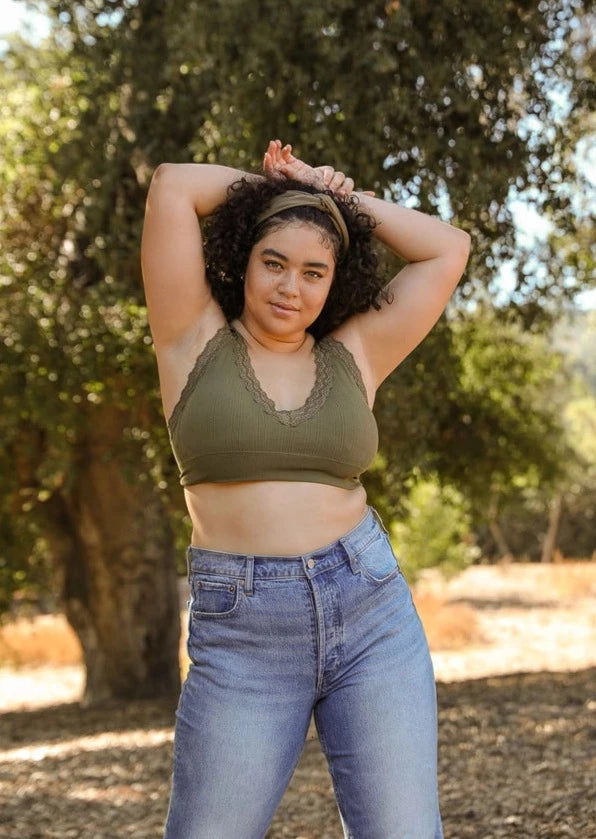Olive Lace Trim Bralette | Wild Dixie Boutique