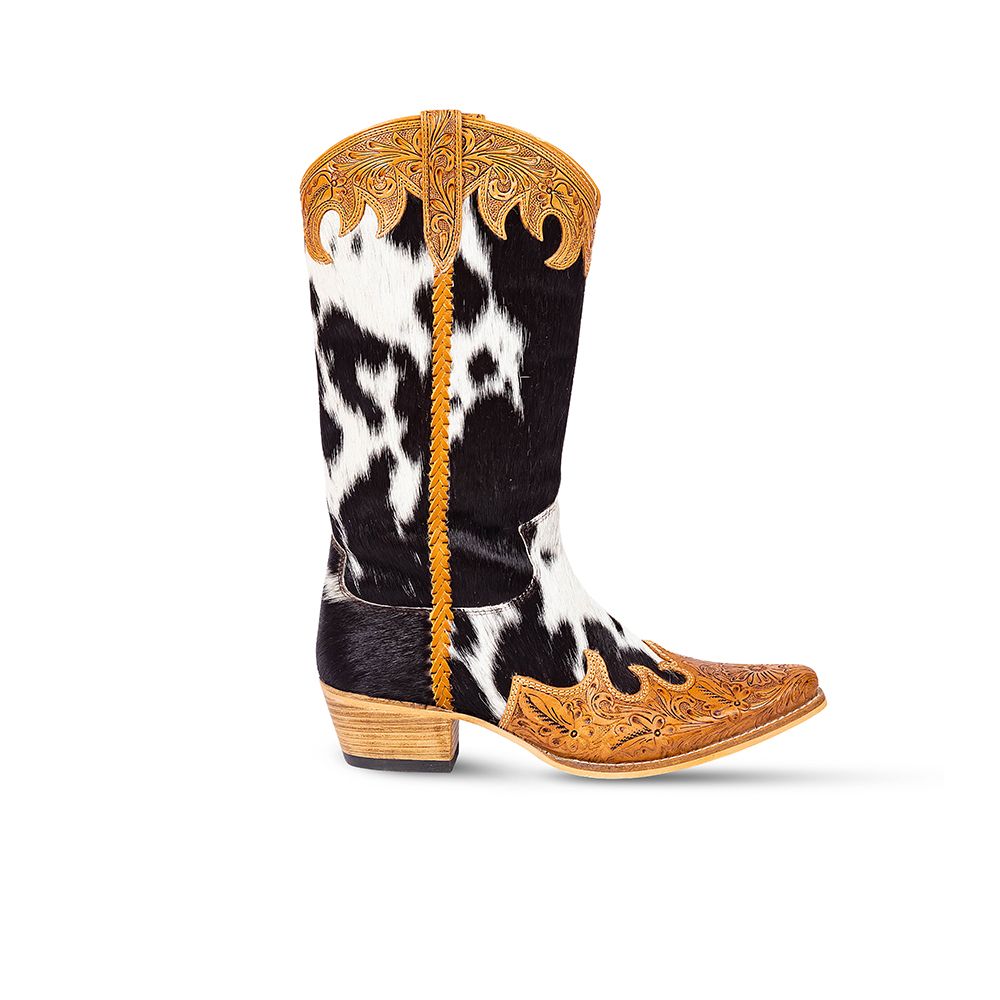 Adelaide Cowhide Hand-Tooled Boots