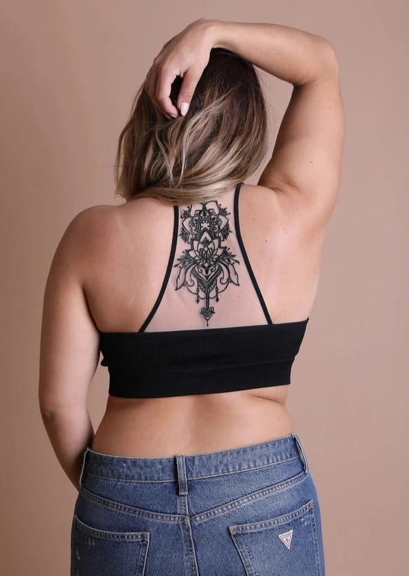 Black Bohemian Tattoo Bralette | Wild Dixie Boutique