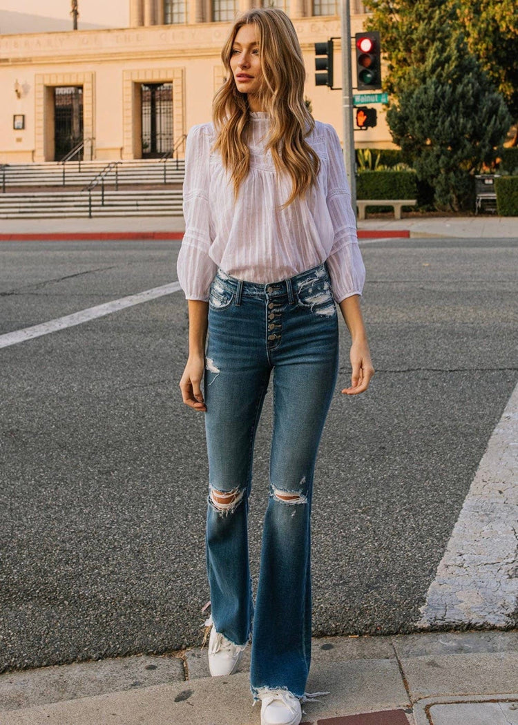 Distressed Flare Jeans - Flying Monkey | Wild Dixie Boutique