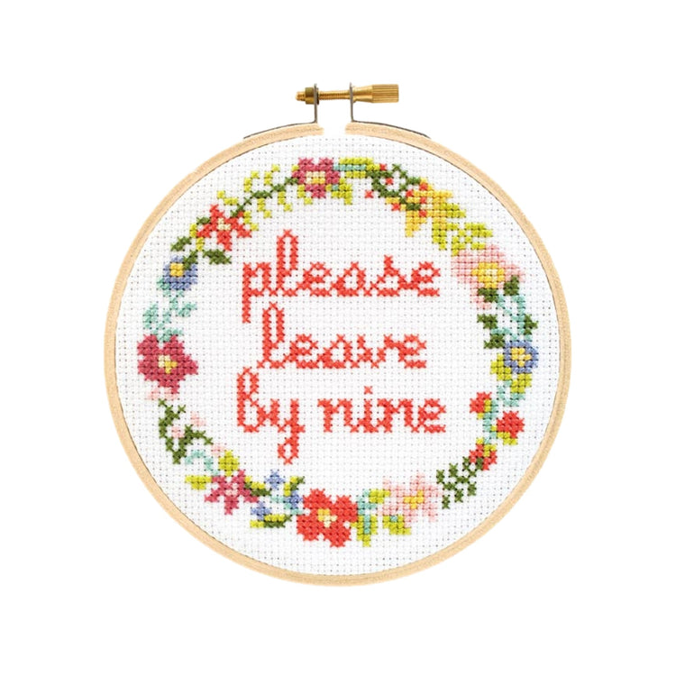 Please Leave By Nine Cross Stitch Kit | Wild Dixie Boutique